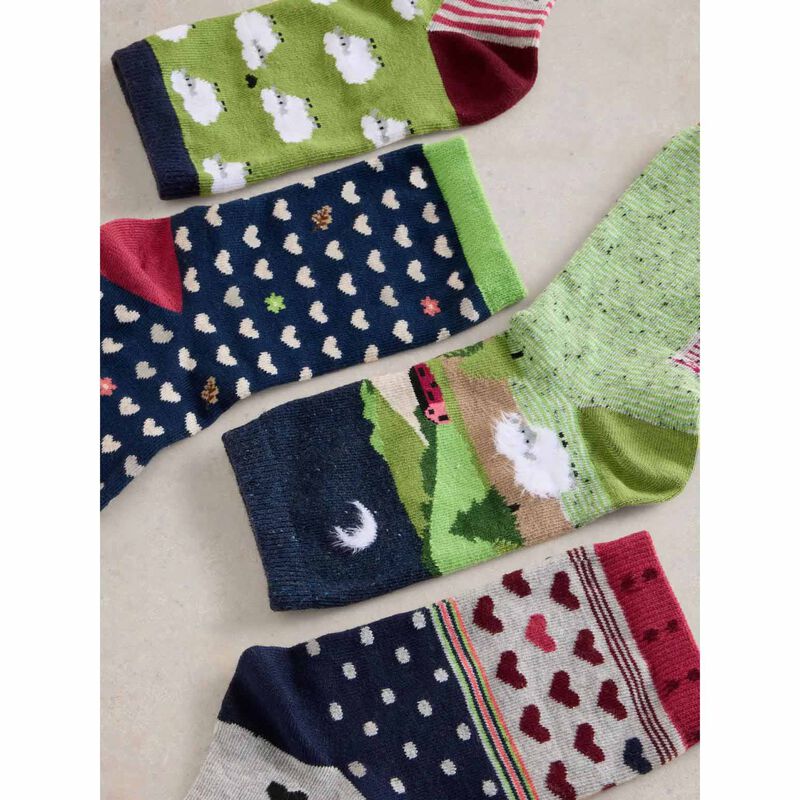 White Stuff Counting Sheep Ankle Socks - 4 Pack image number 2